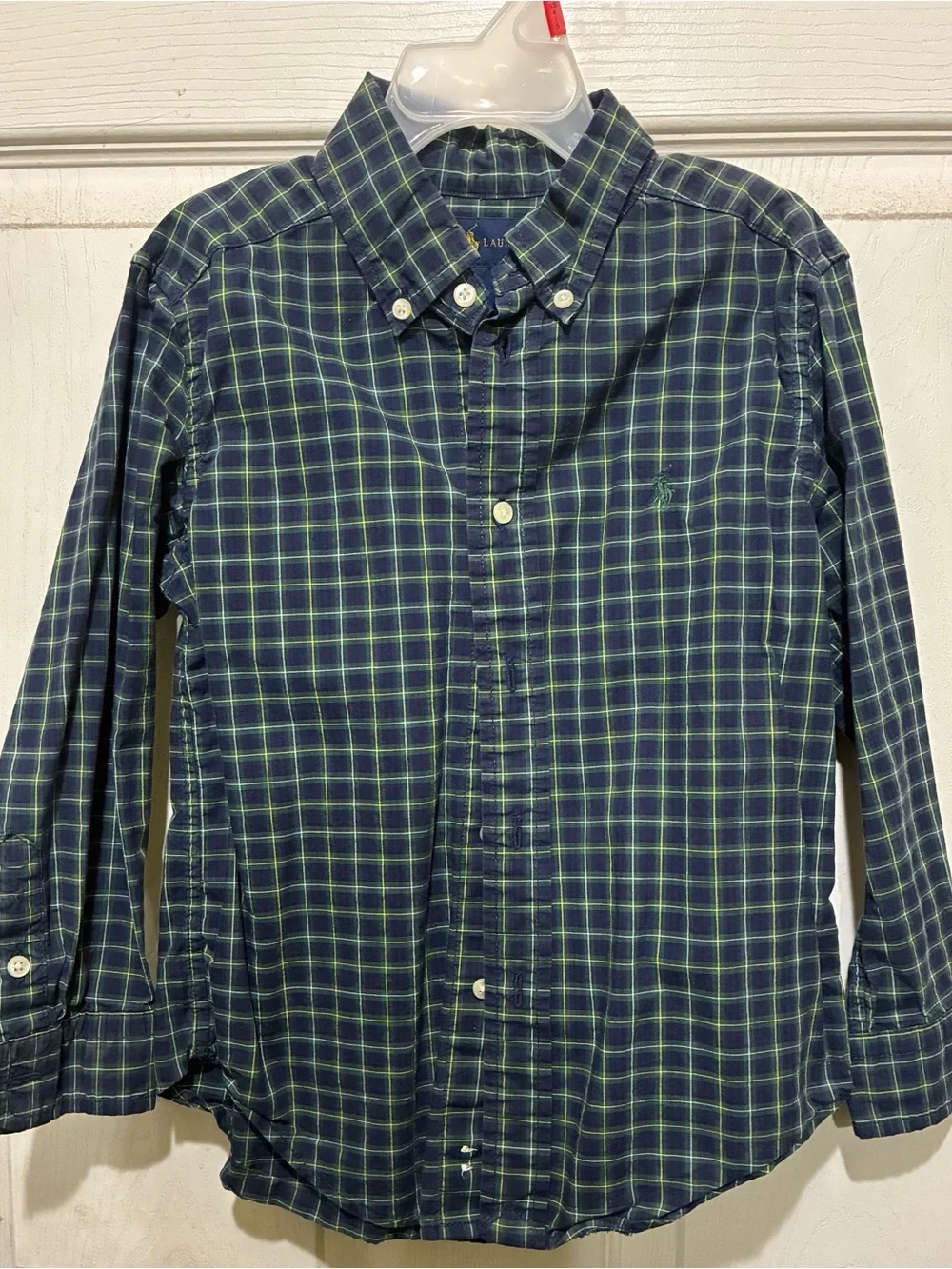 Ralph Lauren Navy and Green Plaid Button-Down Shirt
